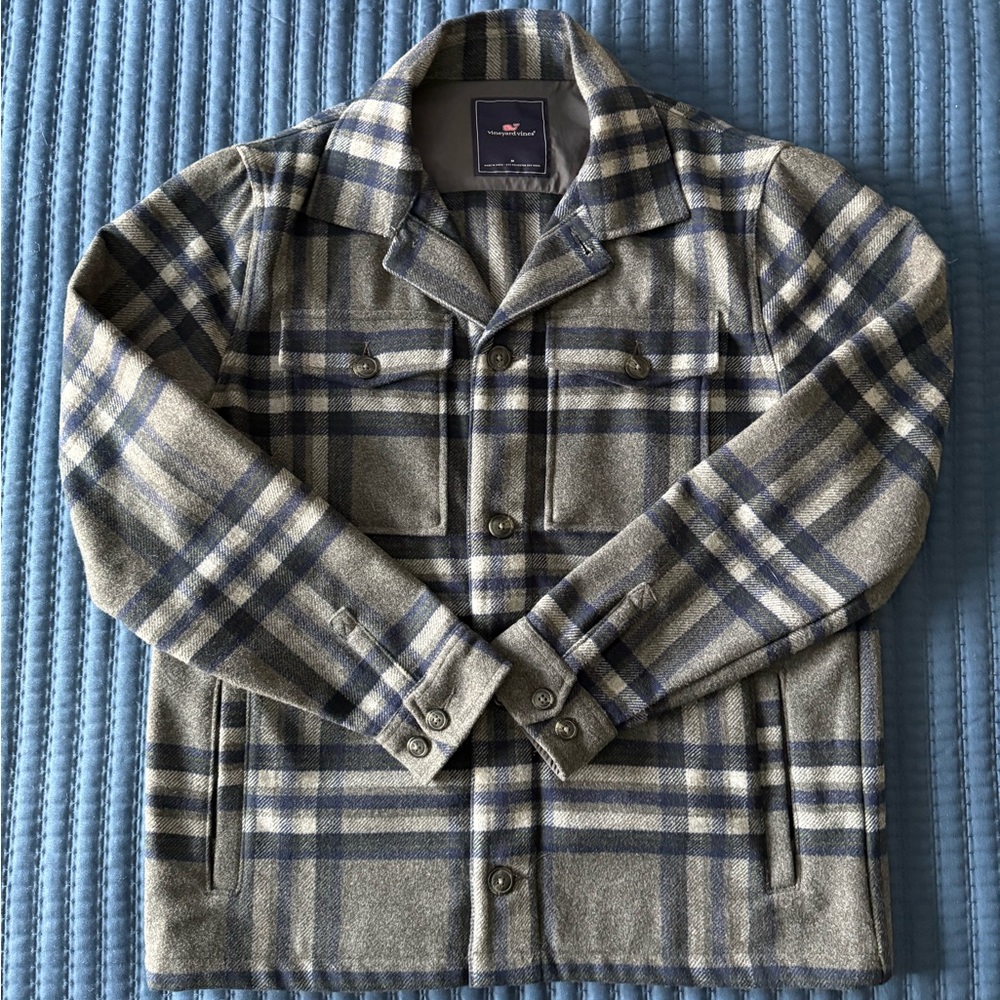 Vineyard Vines Gray and Navy Plaid Jacket